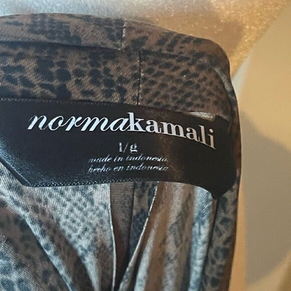 Norma Kamali Snake Print Long Sleeve Faux Wrap Dress Size Large - Picture 9 of 11